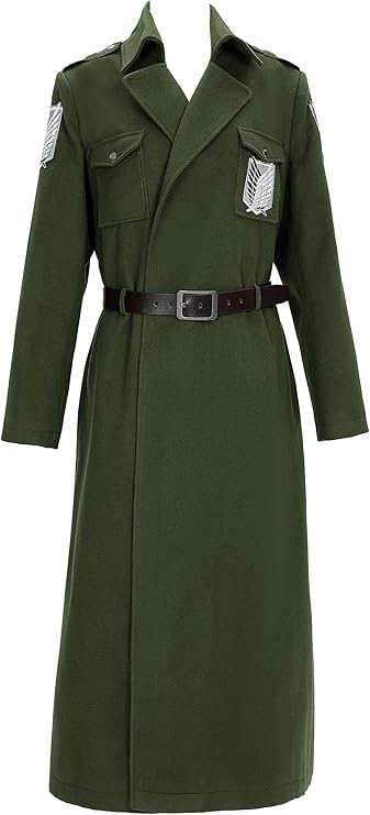 Micotaku Attack On Titan Officially Licensed Unisex Survey Corps Trench Coat Cosplay Costume Loose Fit